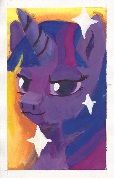 Size: 3256x5064 | Tagged: safe, artist:pilot light, derpibooru import, twilight sparkle, pony, unicorn, bust, gouache, image, jpeg, painting, scan, solo, three quarter view, traditional art