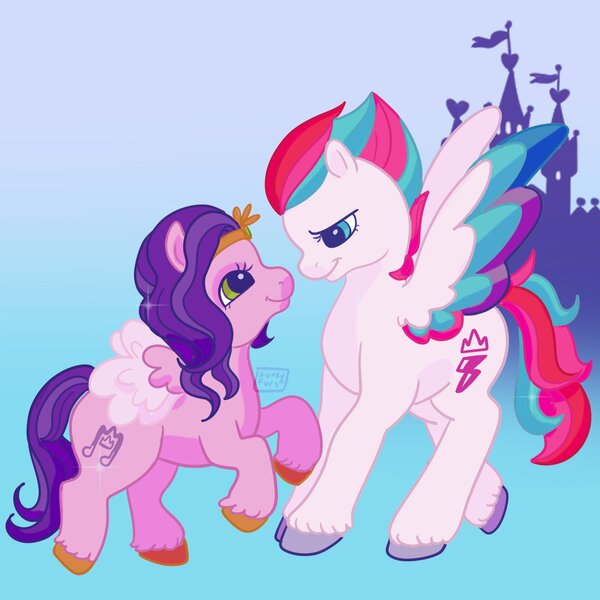 Size: 2224x2224 | Tagged: safe, artist:funkyfurs, derpibooru import, pipp petals, zipp storm, pegasus, pony, my little pony: a new generation, spoiler:g5, g2, g5, g5 to g2, image, jpeg