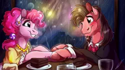 Size: 3840x2160 | Tagged: safe, artist:lupiarts, derpibooru import, pinkie pie, oc, earth pony, pony, canon x oc, image, jpeg