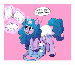 Size: 2118x1823 | Tagged: suggestive, artist:sheepypeepy, derpibooru import, izzy moonbow, pony, diaper, diaper bag, diaper fetish, fetish, g5, image, jpeg, magic, solo