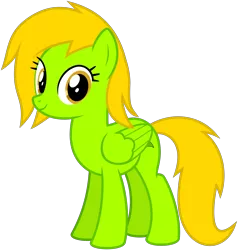 Size: 2380x2500 | Tagged: safe, artist:nicogamer3000, derpibooru import, oc, oc:lemon green, unofficial characters only, earth pony, pegasus, pony, derpibooru community collaboration, .svg available, 2023 community collab, female, folded wings, food, full body, high res, hooves, image, lemon, lemon green, looking at you, mare, pegasus oc, png, show accurate, simple background, smiling, smiling at you, solo, standing, tail, transparent background, vector, wings
