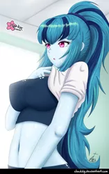 Size: 502x800 | Tagged: suggestive, artist:clouddg, derpibooru import, sonata dusk, equestria girls, breasts, busty sonata dusk, female, image, open mouth, png, solo, solo female