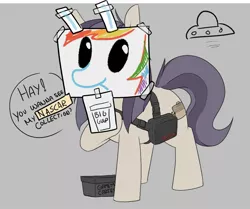 Size: 1953x1634 | Tagged: safe, artist:lockheart, artist:tjpones, derpibooru import, edit, rainbow dash, oc, oc:dot matrix, alien, alien pony, earth pony, pony, april fools, female, flying saucer, gray background, image, jpeg, mare, my character here, simple background, solo, ufo