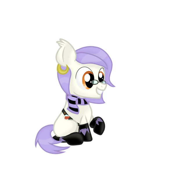 Size: 1280x1280 | Tagged: safe, artist:candy meow, derpibooru import, oc, oc:mockery, unofficial characters only, earth pony, pony, clothes, colt, digital art, ear fluff, ear piercing, earring, earth pony oc, foal, glasses, grin, image, jewelry, lifting leg, male, mane, piercing, png, potion, scarf, simple background, sitting, smiling, socks, solo, tail, transparent background