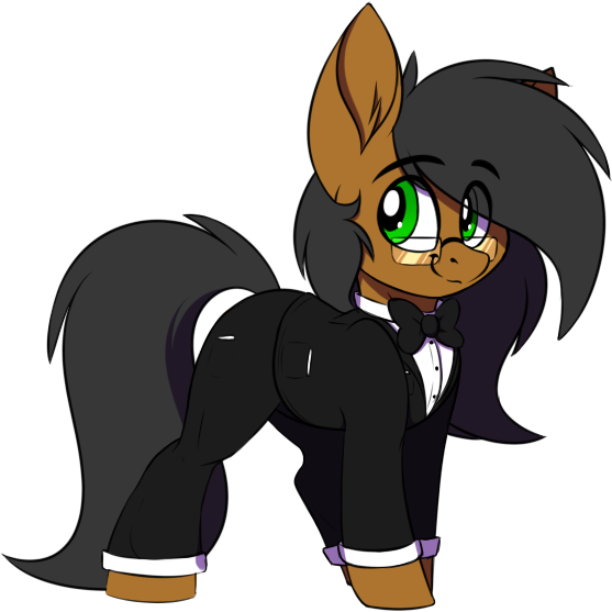 Size: 557x557 | Tagged: safe, alternate version, artist:notetaker, derpibooru import, oc, oc:notetaker, unofficial characters only, earth pony, pony, bowtie, clothes, glasses, image, png, simple background, solo, transparent background, tuxedo