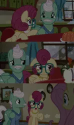 Size: 1280x2160 | Tagged: safe, edit, edited screencap, editor:jerryakiraclassics19, screencap, fluttershy, gentle breeze, posey shy, pegasus, pony, flutter brutter, '90s, clothes, female, glasses, image, jewelry, male, mare, necklace, pearl necklace, png, stallion