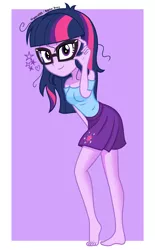 Size: 1745x2818 | Tagged: safe, artist:kingdark0001, derpibooru import, sci-twi, twilight sparkle, equestria girls, clothes, female, glasses, high res, image, looking at you, looking back, looking back at you, png, smiling, solo