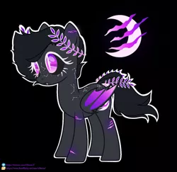 Size: 1280x1245 | Tagged: safe, artist:elberas, derpibooru import, oc, unofficial characters only, bat pony, pony, base used, bat pony oc, bat wings, black background, crescent moon, eyelashes, female, image, jpeg, laurel wreath, mare, moon, scar, simple background, solo, wings