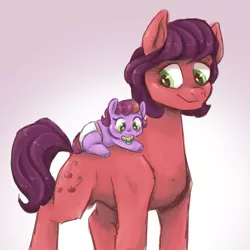 Size: 768x768 | Tagged: safe, artist:smirk, derpibooru import, oc, oc:cherry sweets, oc:grenadine, earth pony, pony, diaper, duo, female, foal, image, mother and child, mother and daughter, pacifier, png