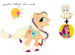 Size: 2999x2209 | Tagged: safe, artist:dancingkinfiend, artist:vernorexia, derpibooru import, sunny starscout, oc, clydesdale, earth pony, pony, bag, base used, blonde, braid, colored hooves, commission, cutie mark, eyelashes, flower, flower in hair, fusion, g5, g5 concept leak style, hairband, image, leg fluff, orange coat, png, ponytail, prancing, raised hoof, shovel, simple background, solo, transparent background, tulip, webkinz, webkinz tulip pony