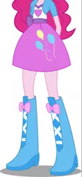 Size: 740x1601 | Tagged: safe, artist:teentitansfan201, derpibooru import, pinkie pie, equestria girls, boots, bow, bowtie, clothes, high heel boots, image, jpeg, legs, pictures of legs, shirt, shoes, simple background, skirt, solo, transparent background