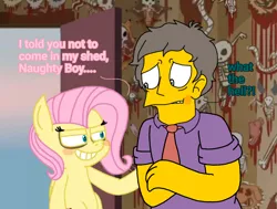 Size: 1070x811 | Tagged: grimdark, artist:haileykitty69, derpibooru import, fluttershy, human, pegasus, .mov, fluttermour, fluttershed, image, png, pony.mov, seymour skinner, the simpsons