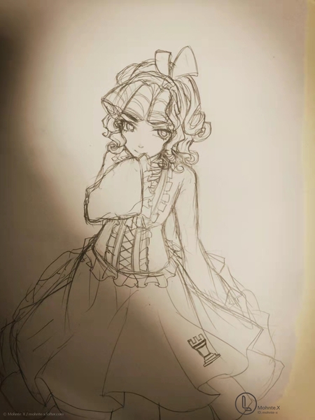 Size: 1500x2000 | Tagged: safe, artist:mohnte-x, derpibooru import, cozy glow, human, clothes, dress, humanized, image, jpeg, sketch, solo