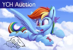 Size: 1600x1095 | Tagged: safe, artist:tsitra360, derpibooru import, rainbow dash, pegasus, cloud, commission, image, jpeg, micro, on a cloud, sitting, sitting on cloud, sitting on nose, wip, your character here