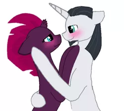 Size: 586x524 | Tagged: safe, artist:cahansentoth, artist:decokelow, derpibooru import, chancellor neighsay, fizzlepop berrytwist, tempest shadow, pony, unicorn, caress, female, floppy ears, image, looking at each other, looking at someone, male, mare, png, shipping, simple background, sitting, stallion, straight, tempest neighsay