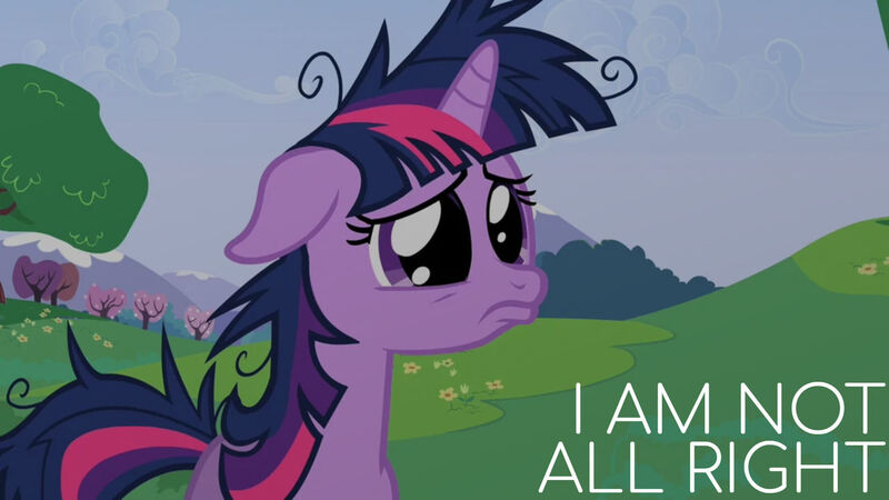 Size: 1280x720 | Tagged: safe, derpibooru import, edit, edited screencap, editor:quoterific, screencap, twilight sparkle, pony, unicorn, lesson zero, season 2, female, image, jpeg, mare, messy mane, solo, text, twilighting, unicorn twilight