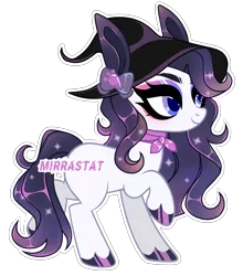 Size: 3149x3585 | Tagged: safe, artist:mirrastat, derpibooru import, oc, unofficial characters only, earth pony, pony, base used, earth pony oc, ethereal mane, eyelashes, female, hat, hoof polish, image, makeup, mare, png, raised hoof, simple background, smiling, solo, starry mane, transparent background, witch hat