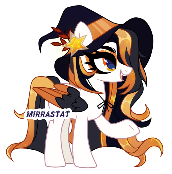 Size: 2637x2662 | Tagged: safe, artist:mirrastat, derpibooru import, oc, unofficial characters only, pegasus, pony, base used, colored wings, eyelashes, female, hat, hoof polish, image, makeup, mare, pegasus oc, png, simple background, smiling, solo, spread wings, transparent background, two toned wings, underhoof, wings, witch hat
