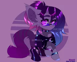 Size: 7512x6080 | Tagged: safe, artist:henorinya, derpibooru import, oc, unofficial characters only, earth pony, pony, abstract background, choker, clothes, ear fluff, earth pony oc, eyelashes, female, glasses, image, latex clothes, makeup, mare, png, smiling, solo, sunglasses