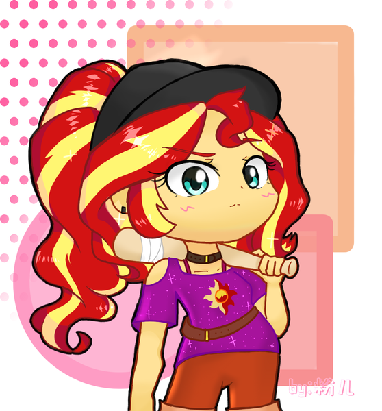 Size: 1236x1328 | Tagged: safe, artist:pink flame, derpibooru import, sunset shimmer, equestria girls, image, looking at you, png