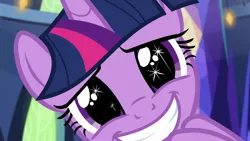 Size: 1280x720 | Tagged: safe, derpibooru import, screencap, twilight sparkle, twilight sparkle (alicorn), alicorn, pony, made in manehattan, season 5, cute, female, image, looking at you, mare, png, smiling, solo, starry eyes, twiabetes, wingding eyes
