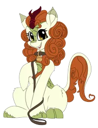 Size: 2360x3080 | Tagged: safe, artist:brainiac, derpibooru import, autumn blaze, kirin, bell, bell collar, collar, cute, female, image, leash, pet play, png, pregnant, simple background, solo, transparent background, warmup