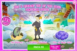 Size: 1033x680 | Tagged: safe, derpibooru import, official, anthro, bird, advertisement, clothes, coin, costs real money, dizzitron, gameloft, hat, image, magic coin, male, ornithian, peaked cap, png, uniform