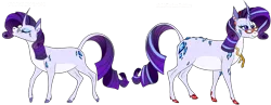 Size: 1280x498 | Tagged: safe, artist:itsvoids, derpibooru import, rarity, classical unicorn, pony, unicorn, alternate design, cloven hooves, ear piercing, earring, eyes closed, fat, female, glasses, image, jewelry, leonine tail, mare, measuring tape, missing cutie mark, older, older rarity, piercing, png, rarity's glasses, simple background, solo, transparent background, twitterina design, unshorn fetlocks