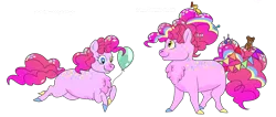 Size: 1280x544 | Tagged: safe, artist:itsvoids, derpibooru import, pinkie pie, earth pony, pony, alternate design, balloon, chest fluff, female, heterochromia, hooves, image, mare, missing cutie mark, multicolored hooves, older, older pinkie pie, png, running, simple background, solo, transparent background, twitterina design