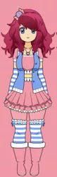 Size: 383x1187 | Tagged: safe, derpibooru import, pinkie pie, human, boots, clothes, gloves, high heel boots, humanized, image, jewelry, jpeg, kisekae, necklace, pants, shirt, shoes, simple background, skirt, socks, solo, transparent background, vest