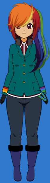 Size: 287x1037 | Tagged: safe, derpibooru import, rainbow dash, human, belt, boots, clothes, gloves, high heel boots, humanized, image, jacket, jeans, jpeg, kisekae, pants, shirt, shoes, simple background, solo, transparent background