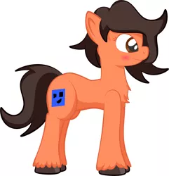 Size: 3904x4052 | Tagged: safe, artist:alexdti, derpibooru import, oc, oc:rob, unofficial characters only, earth pony, pony, blushing, chest fluff, cutie mark, earth pony oc, female, full body, g5, high res, hooves, image, jpeg, mare, messy mane, pose, side view, simple background, smiling, solo, standing, tail, unshorn fetlocks, white background
