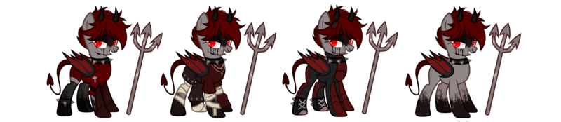 Size: 4475x974 | Tagged: safe, artist:idkhesoff, derpibooru import, oc, oc:lucy fair, unofficial characters only, bat pony, demon, demon pony, original species, pony, anklet, armor, bandage, bat pony oc, bat wings, blood, boots, choker, clothes, cross, crying, devil, devil horns, devil tail, female, grin, horns, image, jewelry, lip piercing, mare, markings, necklace, nose piercing, nose ring, pants, piercing, pitchfork, png, shirt, shoes, simple background, smiling, snake bites, socks, solo, spiked choker, stockings, tail, tape, tears of blood, thigh highs, transparent background, wings