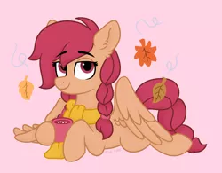 Size: 2000x1556 | Tagged: safe, artist:pink-pone, derpibooru import, oc, pegasus, pony, clothes, female, image, lying down, mare, pink background, png, prone, scarf, simple background, solo