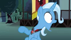 Size: 1280x720 | Tagged: safe, derpibooru import, screencap, trixie, pony, unicorn, magic duel, season 3, alicorn amulet, evil grin, female, grin, image, jaw drop, mare, oh my gosh, omg, open mouth, png, raised hoof, reaction image, shocked, shrunken pupils, smiling, solo, surprised, wat, what the hay?, wtf