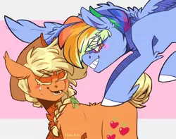 Size: 1368x1080 | Tagged: safe, artist:lrusu, derpibooru import, applejack, rainbow dash, earth pony, pegasus, pony, appledash, female, image, jpeg, lesbian, shipping