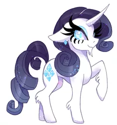 Size: 535x568 | Tagged: safe, artist:seabeescribbles, derpibooru import, rarity, pony, unicorn, alternate design, ear piercing, earring, facial hair, goatee, hock fluff, image, jewelry, piercing, png, simple background, solo, white background