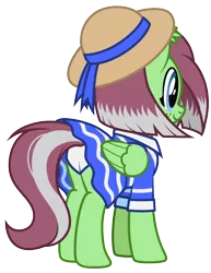 Size: 1857x2408 | Tagged: safe, artist:lightning stripe, derpibooru import, oc, oc:watermelon success, unofficial characters only, pegasus, pony, clothes, dress, hat, image, png, rear view, show accurate, simple background, skirt, solo, straw hat, technically an upskirt shot, transparent background, upskirt