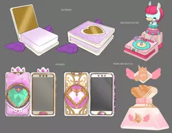 Size: 3300x2550 | Tagged: safe, artist:vivian lieu, derpibooru import, official, my little pony: a new generation, leak, spoiler:g5, spoiler:my little pony: a new generation, concept art, g5, image, jpeg, notepad, perfume, phone, record player