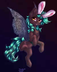 Size: 2000x2500 | Tagged: safe, artist:jsunlight, derpibooru import, oc, oc:04, changeling, pony, bunny ears, image, png, solo