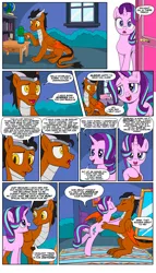 Size: 1600x2790 | Tagged: safe, artist:pencils, derpibooru import, starlight glimmer, oc, oc:draco k-night blaze, pony, canon x oc, image, jpeg, speech bubble, text