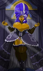Size: 3375x5536 | Tagged: suggestive, artist:shonuff44, derpibooru import, nightmare rarity, human, absurd resolution, alternate hairstyle, big breasts, breasts, busty nightmare rarity, clothes, commission, curvy, dress, female, hourglass figure, huge breasts, humanized, image, moderate dark skin, png, rococo, solo, solo female