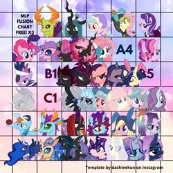 Size: 1080x1080 | Tagged: safe, artist:shiee-artopia223, derpibooru import, applejack, cozy glow, fluttershy, pinkie pie, princess luna, queen chrysalis, rainbow dash, starlight glimmer, thorax, twilight sparkle, oc, unofficial characters only, earth pony, pegasus, pony, unicorn, base used, clothes, costume, dangerous mission outfit, dress, eyepatch, female, future twilight, goggles, hoodie, image, male, mare, parent:applejack, parent:cozy glow, parent:fluttershy, parent:pinkie pie, parent:princess luna, parent:queen chrysalis, parent:rainbow dash, parent:starlight glimmer, parent:thorax, parent:twilight sparkle, png, saloon dress, saloon pinkie, stallion