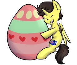 Size: 2600x2200 | Tagged: safe, artist:dumbwoofer, author:bigonionbean, derpibooru import, oc, oc:tommy the human, alicorn, pony, alicorn oc, australia, australian, child, colt, commission, commissioner:bigonionbean, cutie mark, easter, easter egg, egg, foal, holiday, horn, hug, image, male, png, wings, ych result