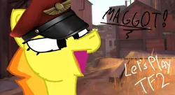 Size: 1231x669 | Tagged: safe, derpibooru import, spitfire, /mlp/ tf2 general, 1000 hours in ms paint, image, png, soldier, team captain, team fortress 2