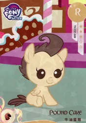 Size: 2808x3984 | Tagged: safe, derpibooru import, official, pound cake, pegasus, pony, baby, card, colt, foal, g4, image, kayou, male, merchandise, my little pony logo, png, solo, text, trading card