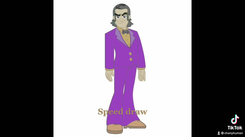 Size: 1192x670 | Tagged: safe, artist:chanyhuman, derpibooru import, filthy rich, equestria girls, clothes, cosplay, costume, five nights at freddy's, five nights at freddy's 2, five nights at freddy's 3, fnaf 2, image, jpeg, male, purple guy, speedpaint, speedpaint available, tiktok, video, william afton