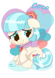 Size: 2480x3508 | Tagged: safe, artist:praisecastiel, derpibooru import, coco pommel, earth pony, pony, blushing, cute, female, image, partial background, png, simple background, solo, transparent background