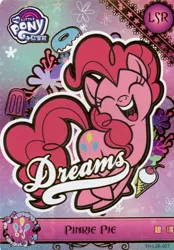 Size: 2808x4032 | Tagged: safe, derpibooru import, official, pinkie pie, earth pony, pony, card, female, g4, image, kayou, mare, merchandise, my little pony logo, png, solo, text, trading card