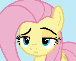 Size: 1000x800 | Tagged: safe, artist:anonymous, derpibooru import, edit, edited screencap, screencap, fluttershy, pegasus, pony, flutter brutter, blue background, female, fluttershy is not amused, frown, image, lidded eyes, mare, png, reaction image, simple background, solo, unamused